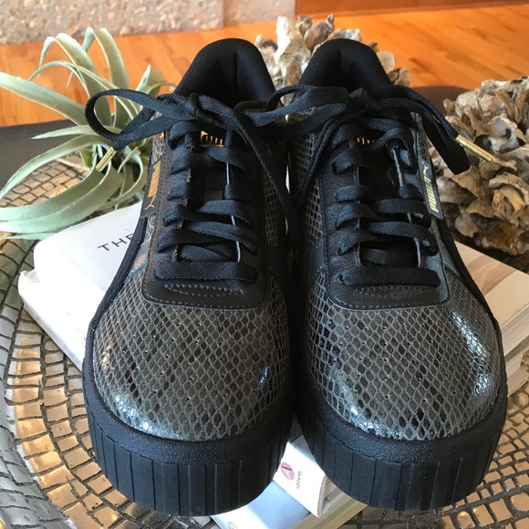 PUMA CALI BLACK SNAKE PLATFORM WEDGE SNEAKER - Picture 3 of 11